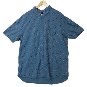 Vans Geometric Classic Fit Button Up Shirt Mens XXL Blue Streetwear Preppy Urban